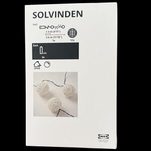 IKEA SOLVINDEN White LED String Light with 12 Lights. Battery Operated